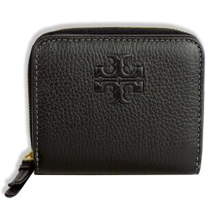 Tory Burch Black Pebbled Leather Card Holder